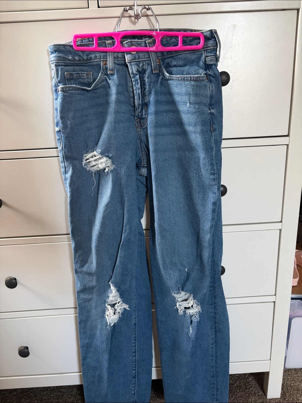 Old Navy Distressed Straight-Leg Blue Jeans